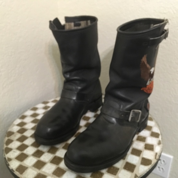 BLACK HARLEY DAVIDSON STEEL TOE BOOTS 10R